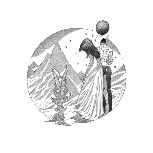 Two Lovers In A Mountain Drinking