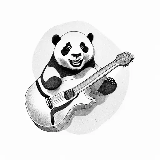 A Panda Playing A Guitar In A Music Concert