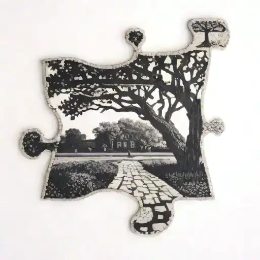 Puzzle Piece Featuring Elon University Red Brick Sidewalk And Oak Tree
