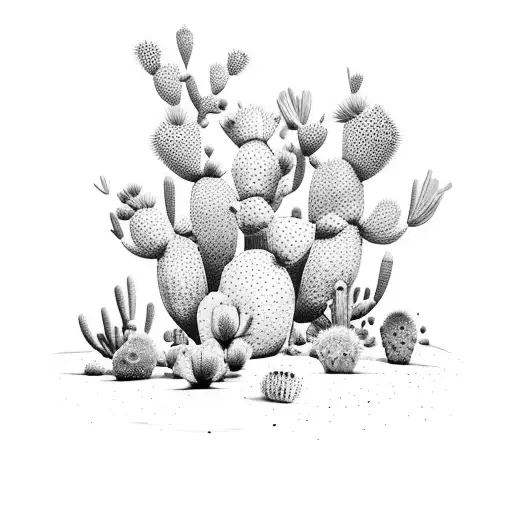 A Mystical Desert Landscape With A Towering Prickly Pear Cactus