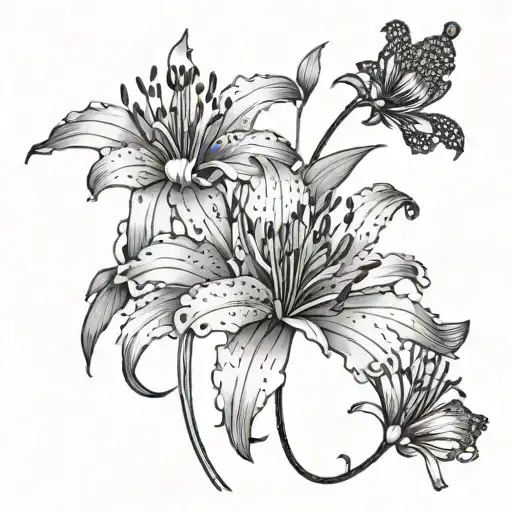 Simple Flower Tattoo With Spider Lilies And Carnations