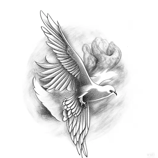 Pheonix And A Dove Flying Together