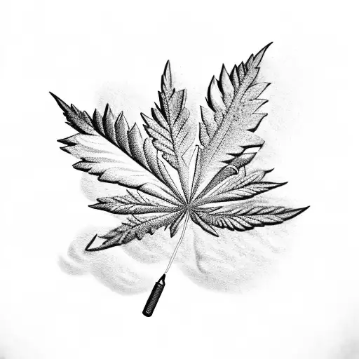 A Marijuana Leaf With A Spray Foam Insulation Gun Incorporated Into The Design