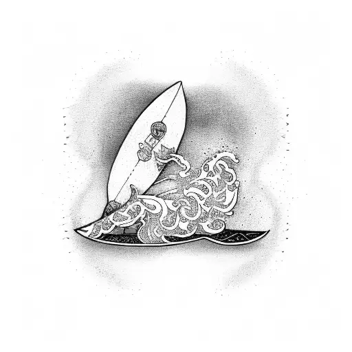 A Surfboard Broken In The Middle With A Guy Standing On It