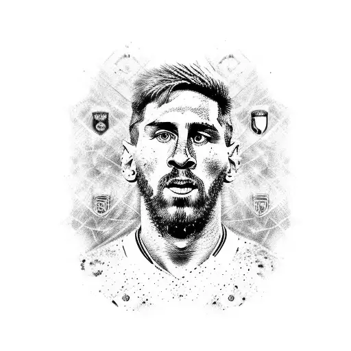 A Mesmerizing Dotwork Portrait Of Leo Messi In Action On The Soccer Field