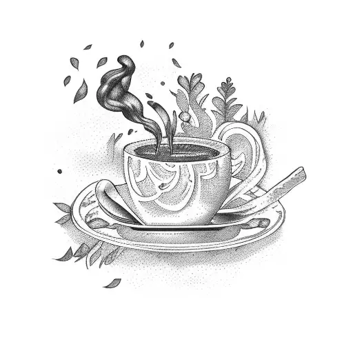 A Steaming Cup Of Coffee Surrounded By Lush Foliage