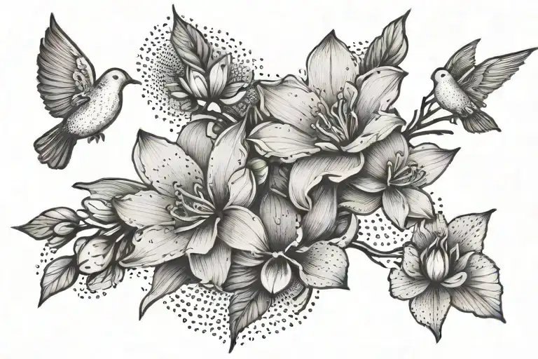 Dove Orchid And Lotus Flower