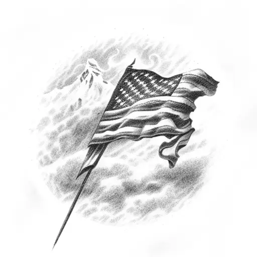 American Flag With Apocalyptic Background