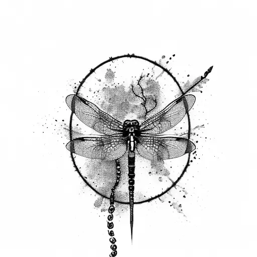 Cherry Blossom Dragonfly Death Pain Grief Noose Ink Splatter Blood