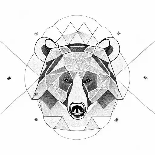 Black Bear With The California State Outline Behind It With Geometric Designs