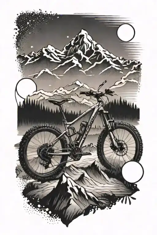 Mountain Bike With Mountains In The Background Black