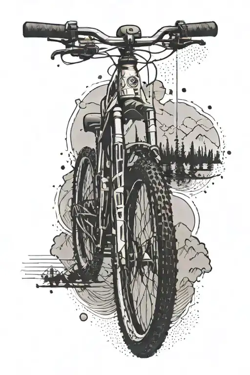 Mountain Bike With Mountains In The Background Black