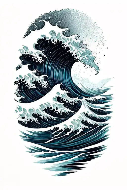 Ocean Wave Merging With Greek Key