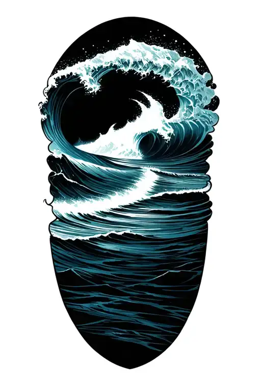 Ocean Wave Merging With Greek Key Intertwined Australian Beach