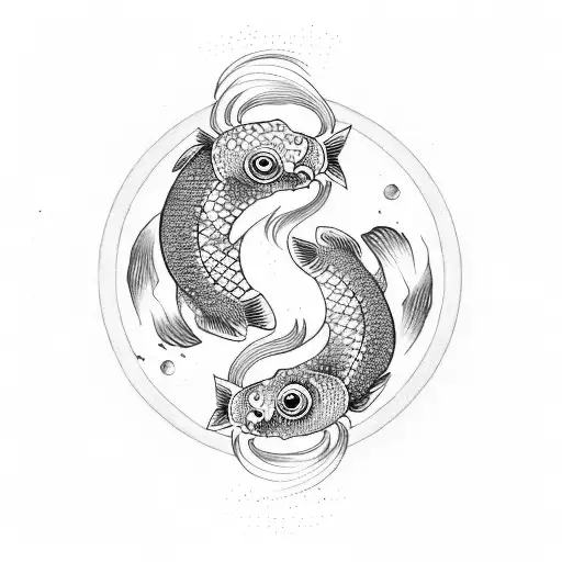Ying Yang Feminine Koi Fish