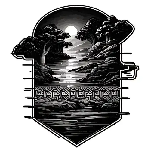 Lines Margining With Greek Key Intertwined Lines Below