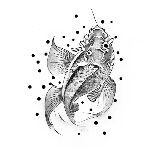 Koi Fish With Japanese Mask