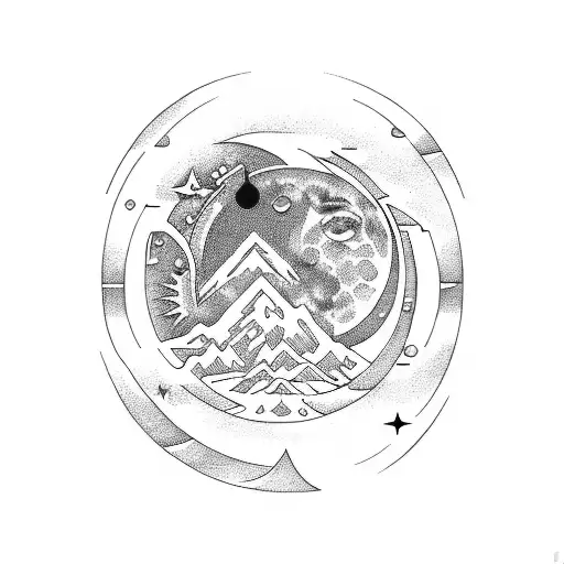 Mountain Moon Stars Sun Xxv