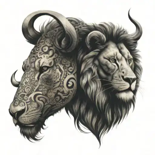 Lion And Bull As Mandala