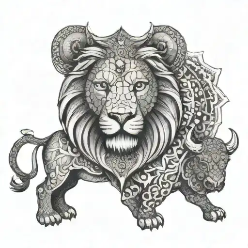 Lion And Bull As Mandala