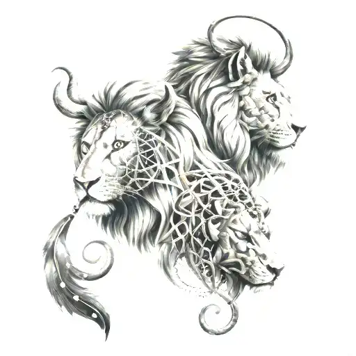 Lion And Bull As Dream Catchers