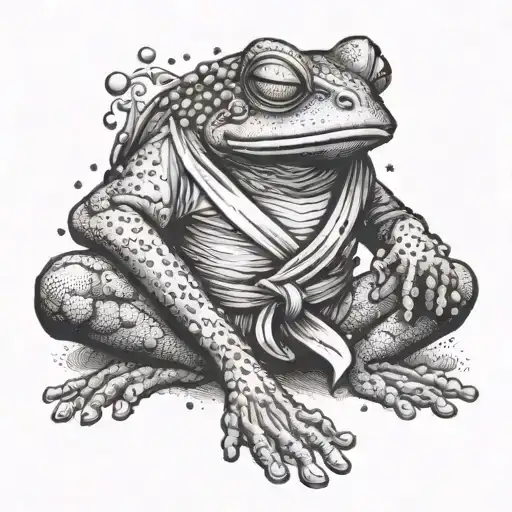 A Mystical Wizard Frog Practicing Jiu Jitsu Moves In A Gym Setting