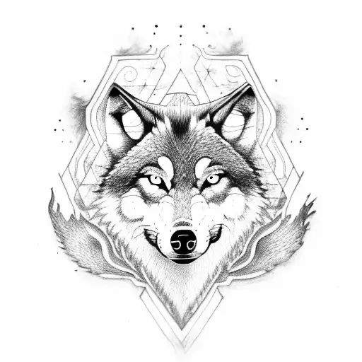 A Wolf Inside A Big Flame