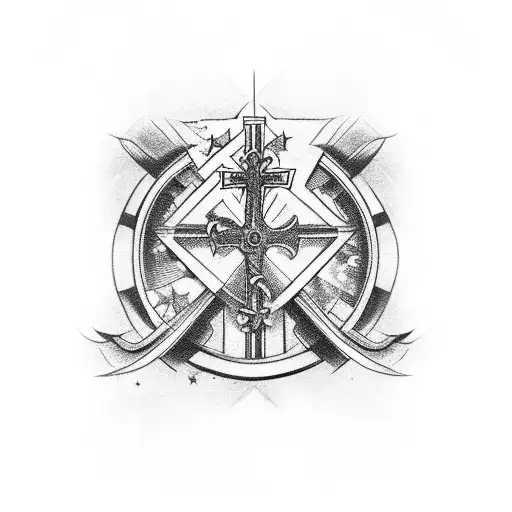 Arm Sleeve Ortodox Cross And Praying Hands With Macedonian Flag Background