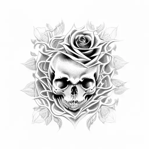 A Creepy Yet Elegant Composition Of Black Roses And Thorns Forming A Skull