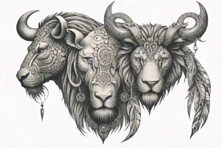 Bull And Lion As Dream Catchers