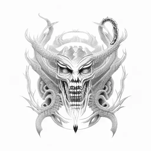 Wendigo And Snake Using Black And Red Colours