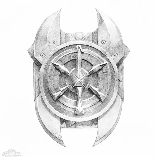 Spartan Shield With Workout Equipment As Symbols