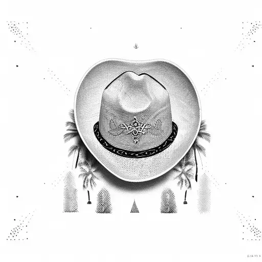 A Cowboy Hat Surrounded By Palm Trees