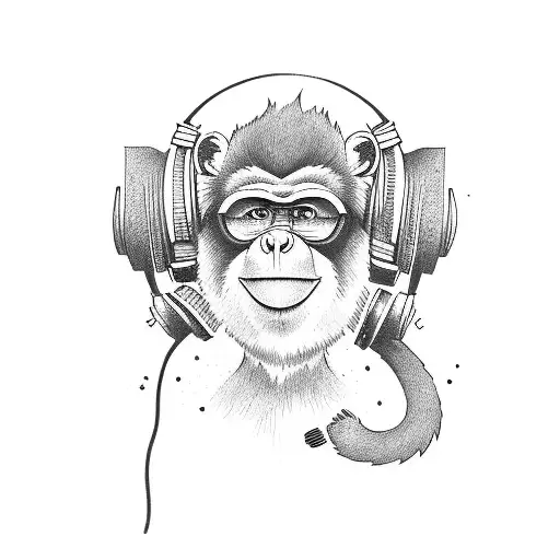 A Stack Of Books With A Monkey Wearing Headphones Reading And Surrounded By Purple And Pink Smoke