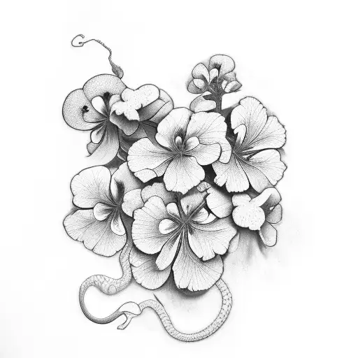 Geranium Flowers With Snake