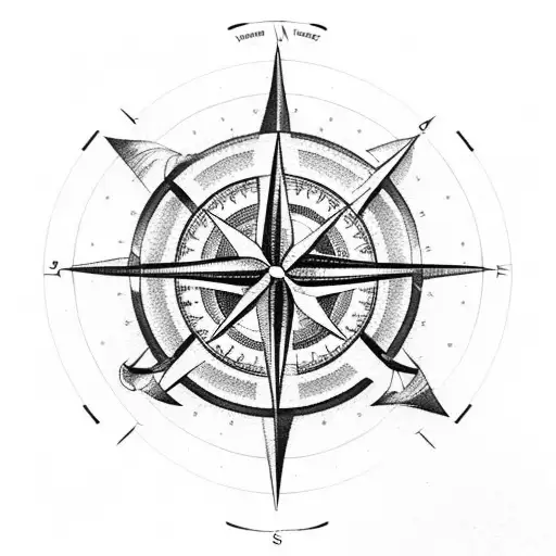 A Compass With The Needle Pointing Towards A Beach