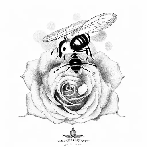 Rose With Bee And Butterfly