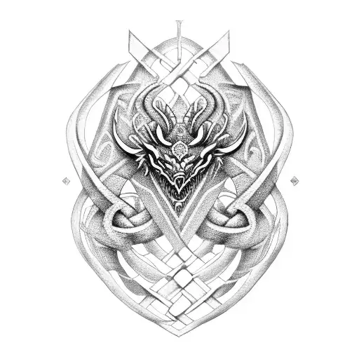 Celtic Dragon Andlion Fighting