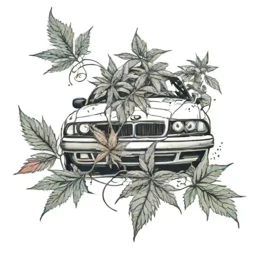 Incorporate A Cannabis Plant Growing Out Of A Vintage Bmw E36 Coupe