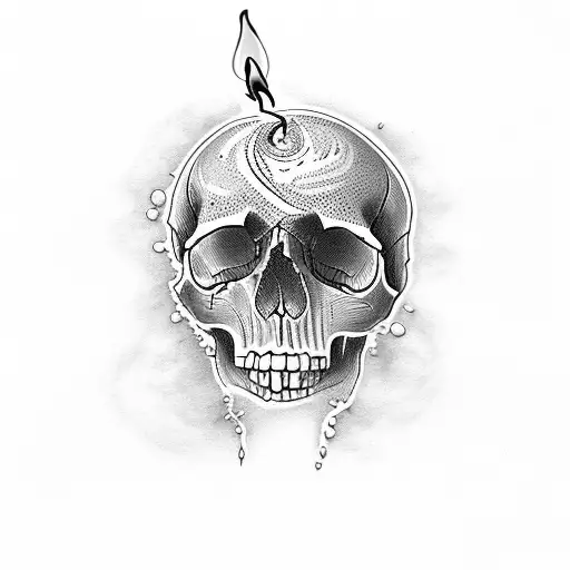 Skull With Smoke And Candle