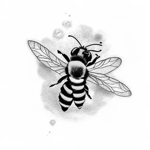 Lavender Flowers With A Bumble Bee Floating Above