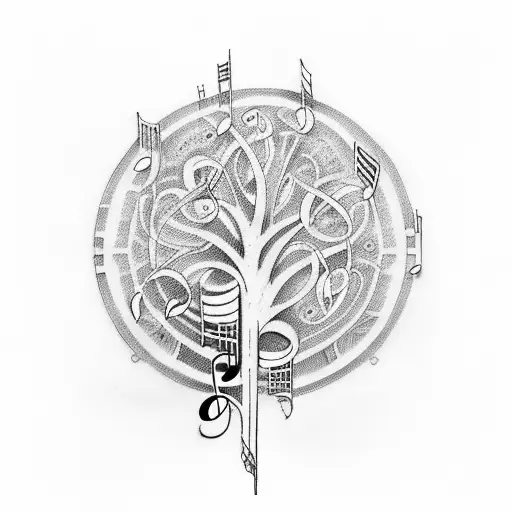 Music Notes And Lilac Tree