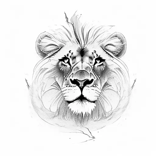 Lion Eyes With A Scratch Mark