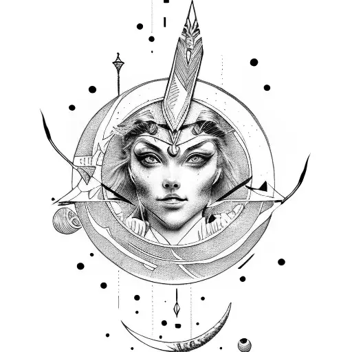 Artemis With Moon And Bow And Arrow