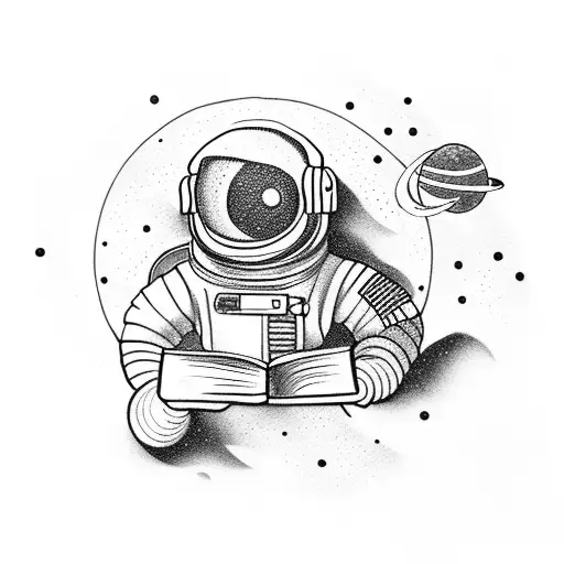 An Astronaut Reading A Book In Space
