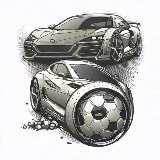 A Sleek Sports Car With A Soccer Ball Wheel