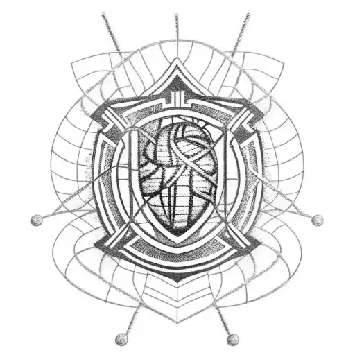 A Volleyball Net Intertwined With A Police Badge