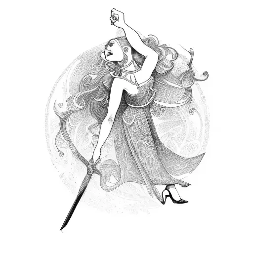 A Princess Dancing With A Sword In Her Hand