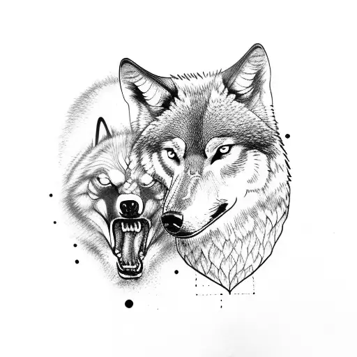 Wolf And Bear Fighting In Leaf