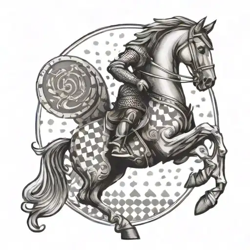 A Sleek Chess Knight Gracefully Dancing On A Chessboard